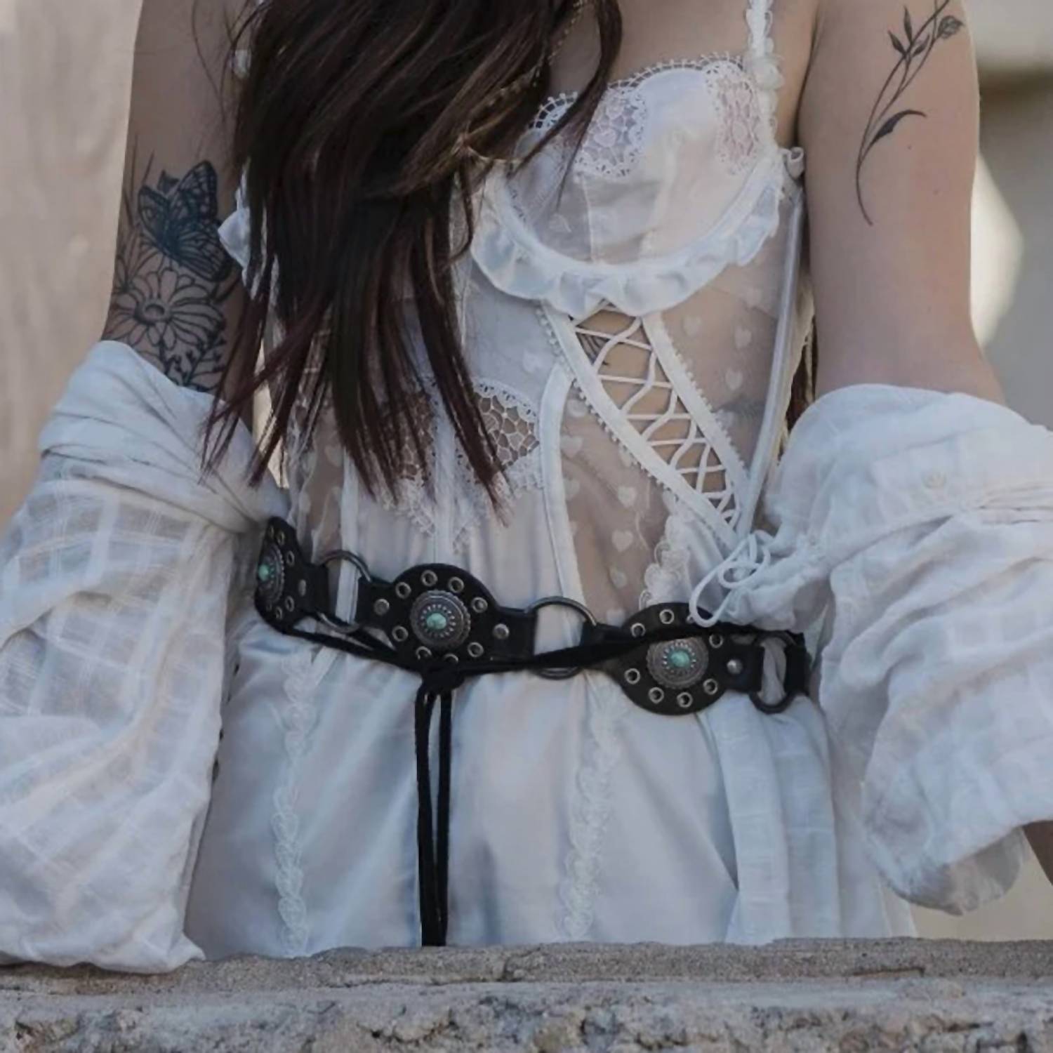 Women's Western Concho Leather Belt